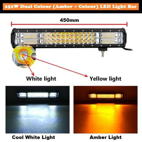 252W Dual Colour Cool White/Amber Vehicle LED Light Bar. 5 Modes With Flashing. Collections Allowed.