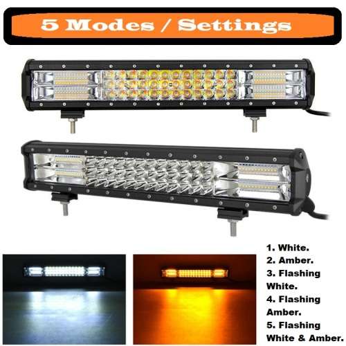 252W Dual Colour Cool White/Amber Vehicle LED Light Bar. 5 Modes With Flashing. Collections Allowed.