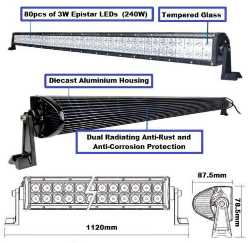 LED Light Bars: 240W 10~32V Hi-Power LED Auto Light Bar + Wire Harness Kit. Collections Allowed