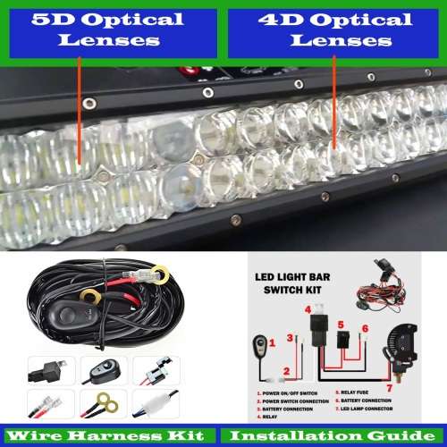 LED Light Bar: 240W NEW GENERATION 4D + 5D Optical Lenses + Wire Harness Kit. Collections Allowed.