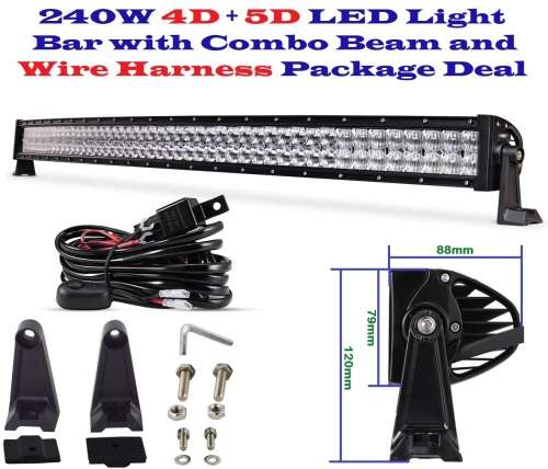 LED Light Bar: 240W NEW GENERATION 4D + 5D Optical Lenses + Wire Harness Kit. Collections Allowed.
