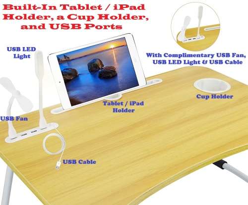 Laptop Table Stand with USB  Ports. Large Ergonomic Design Foldable, Durable. Collections Allowed.