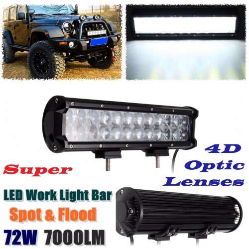 72W LED LIGHT BAR with 4D Optical Lens and Combo Beam 10~32V. Collections allowed