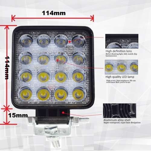 48W LED Auto Work Light Bar Spot Light Optical Lens  9~32V DC. Collections are allowed.