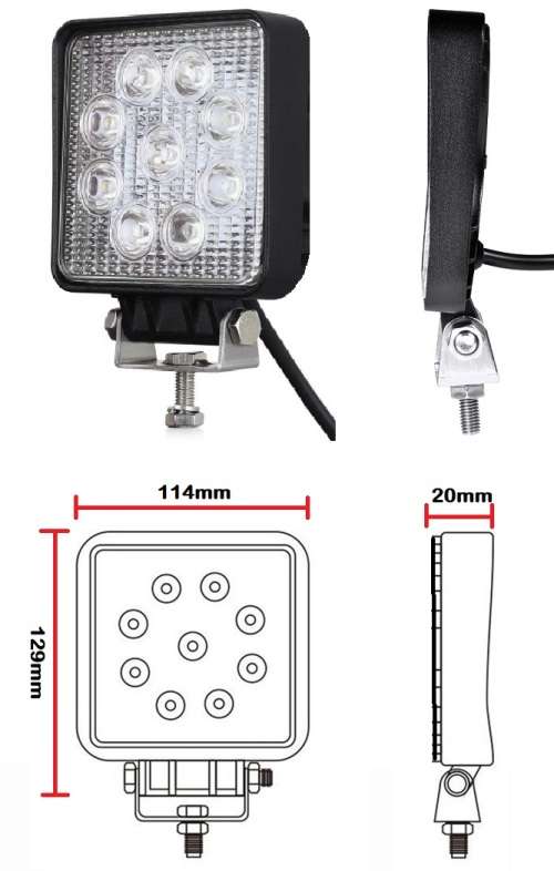 27W LED Auto Work Light Bar Spot Light Optical Lens  9~32V DC. Collections are allowed.