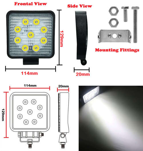 27W LED Auto Work Light Bar Spot Light Optical Lens  9~32V DC. Collections are allowed.
