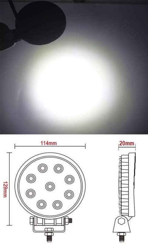 27W LED Auto Work Round Light Bar Spot Light Optical Lens  9~32V DC. Collections are allowed.