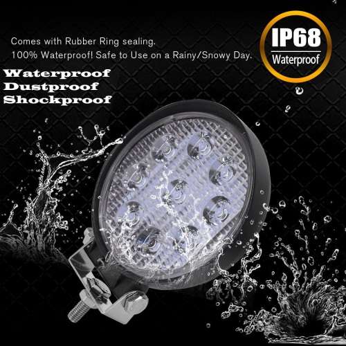 27W LED Auto Work Round Light Bar Spot Light Optical Lens  9~32V DC. Collections are allowed.