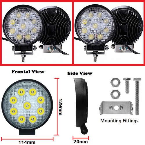 27W LED Auto Work Round Light Bar Spot Light Optical Lens  9~32V DC. Collections are allowed.