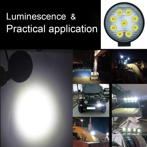 27W LED Auto Work Round Light Bar Spot Light Optical Lens  9~32V DC. Collections are allowed.