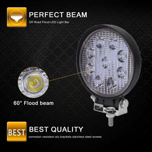 27W LED Auto Work Round Light Bar Spot Light Optical Lens  9~32V DC. Collections are allowed.