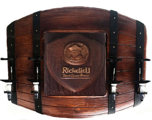 Richelieu Liqueur Flat Barrel Liquor Dispensers with 4 Optic Sets. Brand New. Collections Allowed.