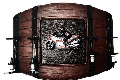SuperBike Flat Barrel Liquor Dispensers with 4 Optic Sets. Brand New Products. Collections Allowed.