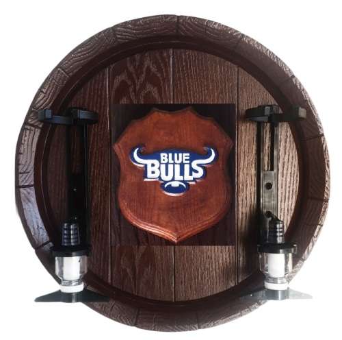 Blue Bulls Rugby Large Barrel End Liquor Dispensers with 2 Optic Sets. Brand New/Collections Allowed