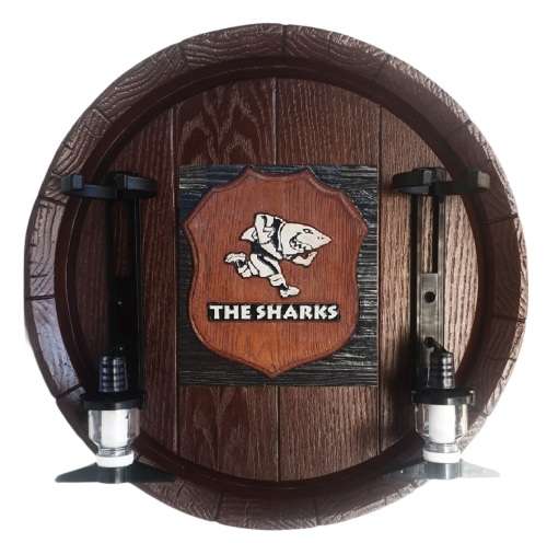 Sharks Rugby Large Barrel End Liquor Dispensers with 2 Optic Sets. Brand New. Collections Allowed.