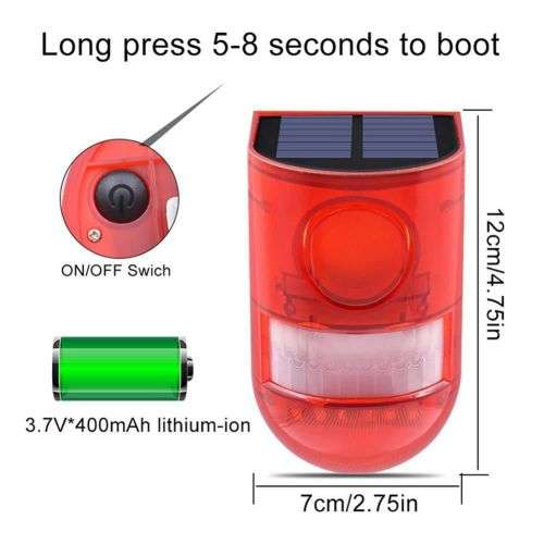 Solar Alarm LED Lamp, Solar Motion Sensor Sound and LED Light Alarm. Collections are allowed.