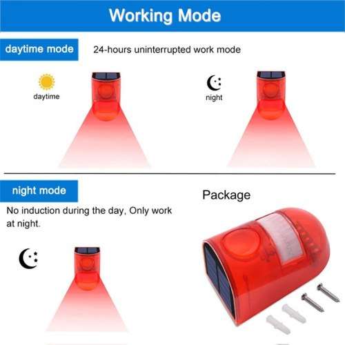 Solar Alarm LED Lamp, Solar Motion Sensor Sound and LED Light Alarm. Collections are allowed.