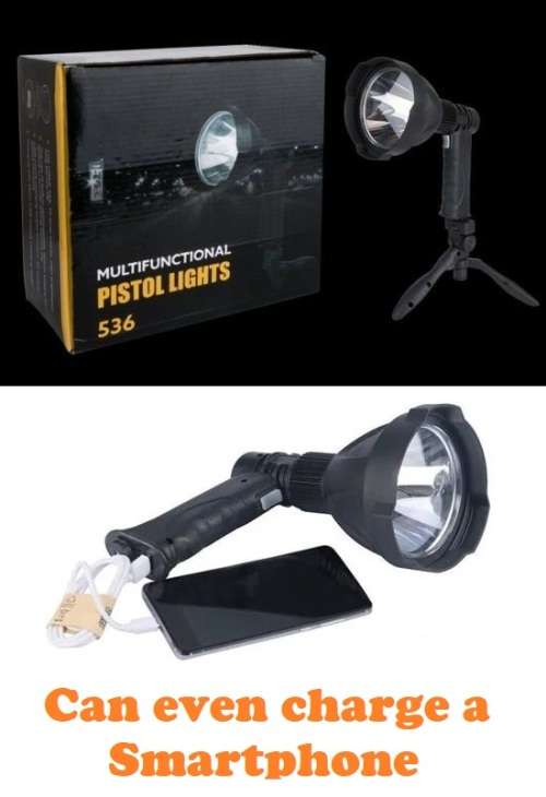 Multifunctional Rechargeable Pistol Light With Tripod Stand and Much More. Collections Are Allowed.