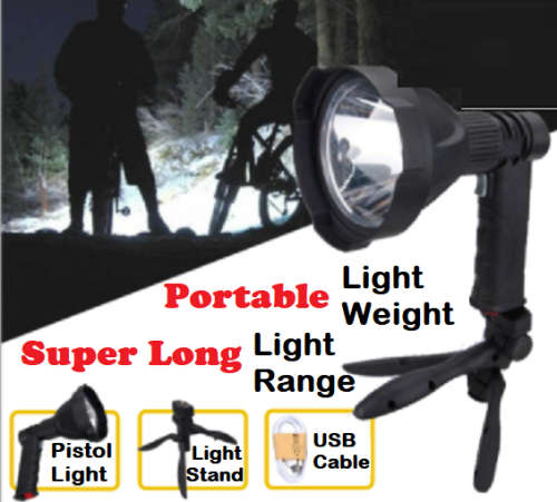 Multifunctional Rechargeable Pistol Light With Tripod Stand and Much More. Collections Are Allowed.