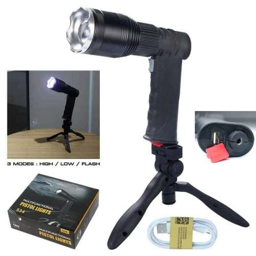 Multifunctional Rechargeable Pistol Light With Tripod Stand and Much More. Collections Are Allowed.