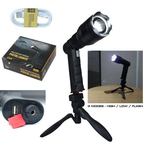 Multifunctional Rechargeable Pistol Light With Tripod Stand and Much More. Collections Are Allowed.