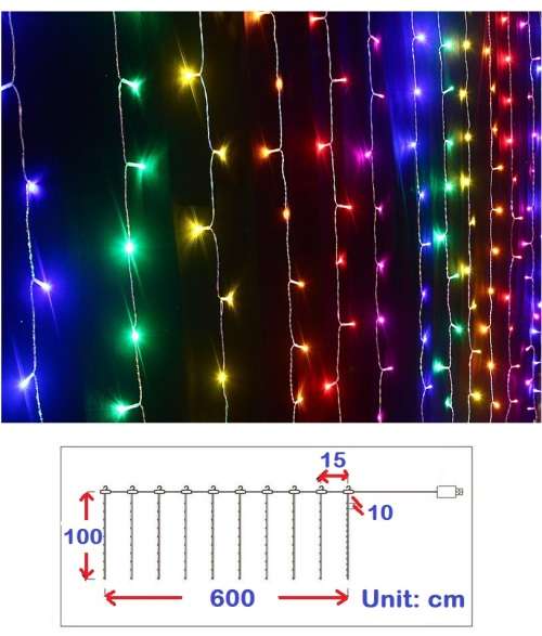LED Decorative Fairy Curtain Lights Waterproof 220V AC in RGB Multicolour. Collections are allowed.