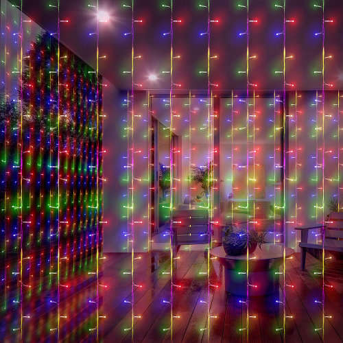 LED Decorative Fairy Curtain Lights Waterproof 220V AC in RGB Multicolour. Collections are allowed.