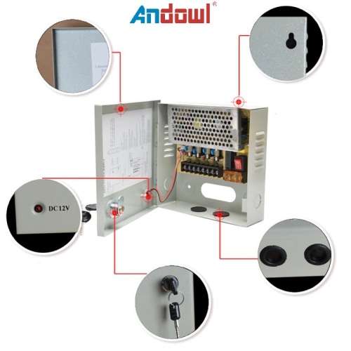 Power Supply Box with 4 Port Channels, Fuses, 10A and AC 110-220V to DC 12V. Collections are allowed