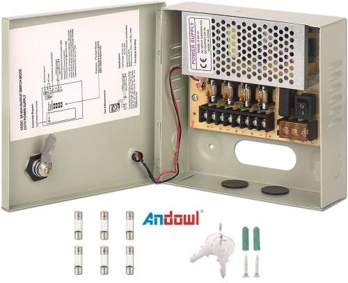 Power Supply Box with 4 Port Channels, Fuses, 10A and AC 110-220V to DC 12V. Collections are allowed