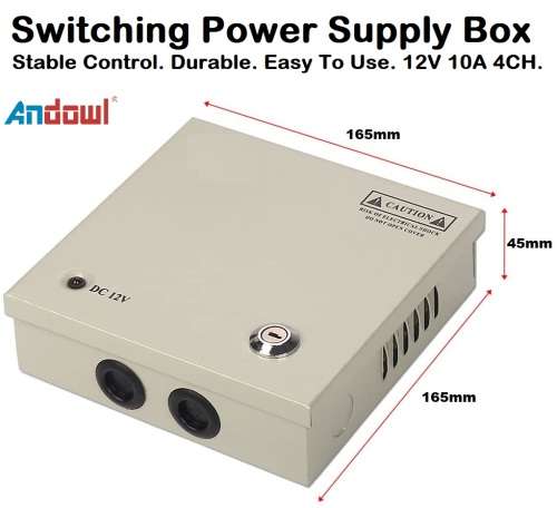 Power Supply Box with 4 Port Channels, Fuses, 10A and AC 110-220V to DC 12V. Collections are allowed
