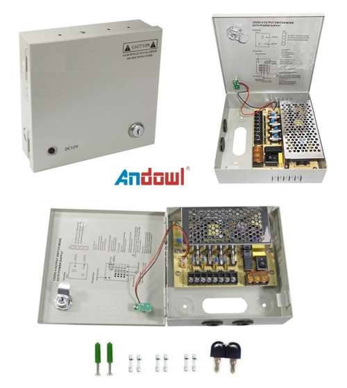 Power Supply Box with 4 Port Channels, Fuses, 10A and AC 110-220V to DC 12V. Collections are allowed