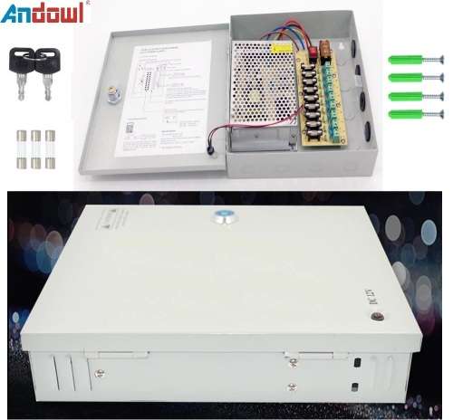 Power Supply Box with 9 Port Channels, Fuses, 15A and AC 110-220V to DC 12V. Collections are allowed