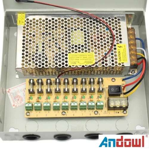 Power Supply Box with 9 Port Channels, Fuses, 15A and AC 110-220V to DC 12V. Collections are allowed