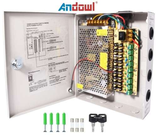 Power Supply Box with 9 Port Channels, Fuses, 15A and AC 110-220V to DC 12V. Collections are allowed