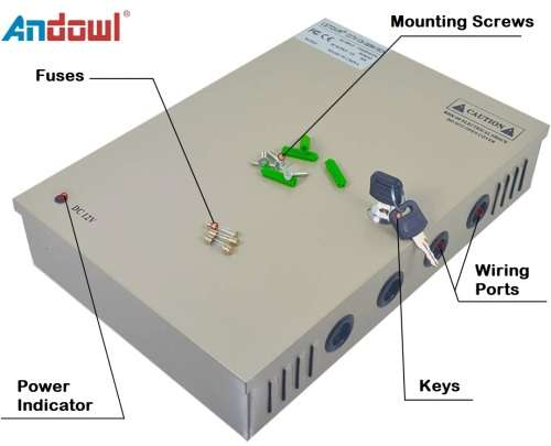 Power Supply Box with 18 Port Channels, Fuses, 25A and AC 110-220V to DC 12V. Collections allowed