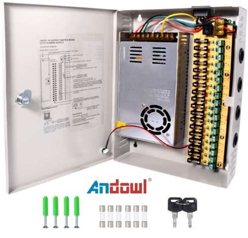 Power Supply Box with 18 Port Channels, Fuses, 25A and AC 110-220V to DC 12V. Collections allowed