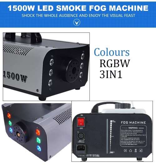 Heavy Duty Professional Smoke Fog Machine with RGB LEDs, Compact High Capacity. Collections Allowed.