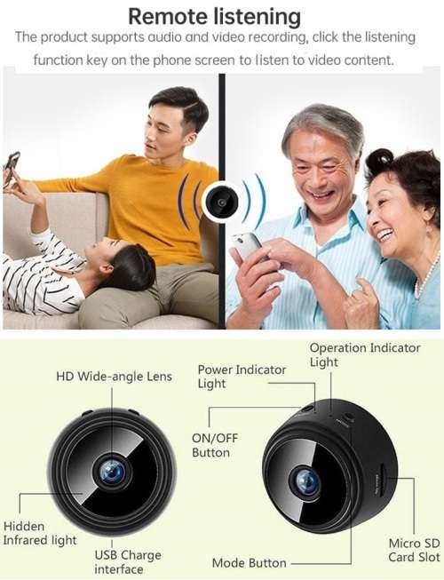 WiFi Miniature Spy HD Camera. Portable with Night Vision, Motion Sensor and more Collections Allowed