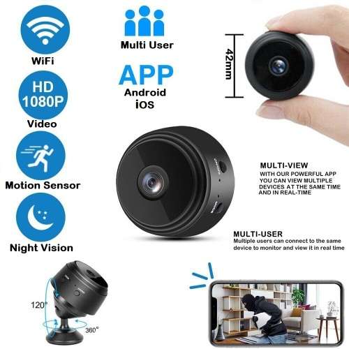 WiFi Miniature Spy HD Camera. Portable with Night Vision, Motion Sensor and more Collections Allowed