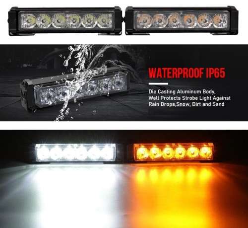 Amber + Cool White LED Flash Cluster Strobe Grille Lights 12V Set of 2 Panels. Collections allowed.