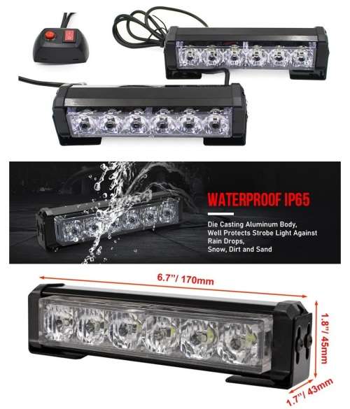 Amber + Cool White LED Flash Cluster Strobe Grille Lights 12V Set of 2 Panels. Collections allowed.