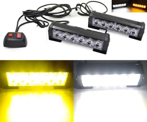 Amber + Cool White LED Flash Cluster Strobe Grille Lights 12V Set of 2 Panels. Collections allowed.