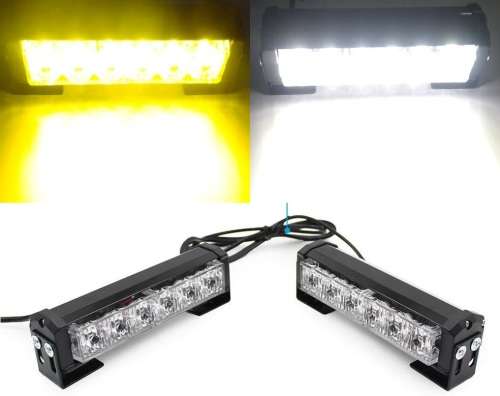 Amber + Cool White LED Flash Cluster Strobe Grille Lights 12V Set of 2 Panels. Collections allowed.