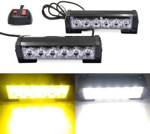 Amber + Cool White LED Flash Cluster Strobe Grille Lights 12V Set of 2 Panels. Collections allowed.