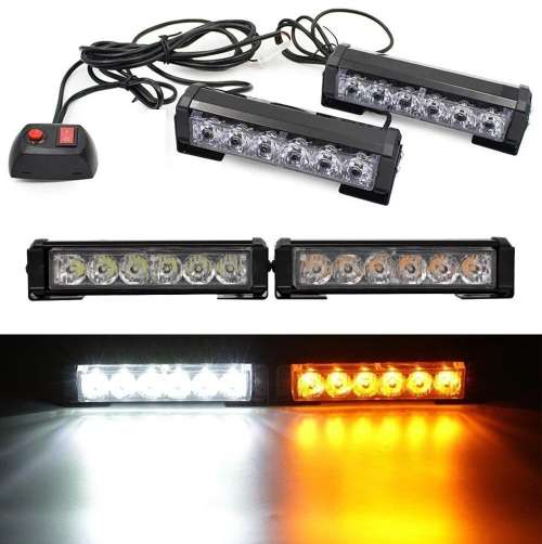 Amber + Cool White LED Flash Cluster Strobe Grille Lights 12V Set of 2 Panels. Collections allowed.