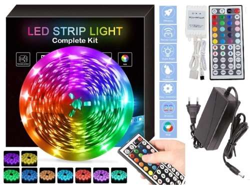 LED Strip Lights: 5-metre RGB Rolls with Adapter + Driver and Remote Control Kit Collections Allowed