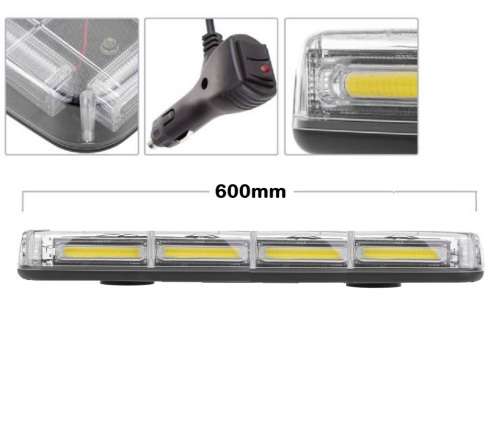 Security Car Roof Top COB LED Strobe Flash Light Bar. Cool White. Magnetic Base. Collections Allowed