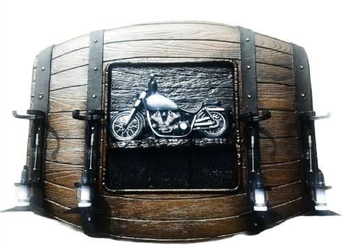 Cruiser Motorbike Flat Barrel Liquor Dispensers with 4 Optic Sets. Brand New. Collections Allowed.