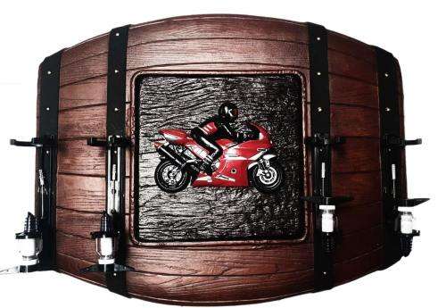 SuperBike Flat Barrel Liquor Dispensers with 4 Optic Sets. Brand New Products. Collections Allowed.