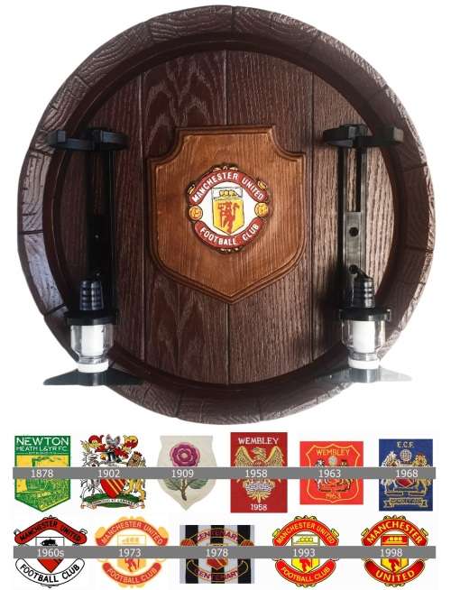 Manchester Utd FC Large Barrel End Liquor Dispensers with 2 Optic Sets Brand New Collections Allowed